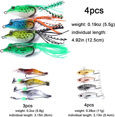 Vista 6 de Kit de señuelos de pesca Minnow Popper Crank Baits Freshwater Bass Fishing Baits Set