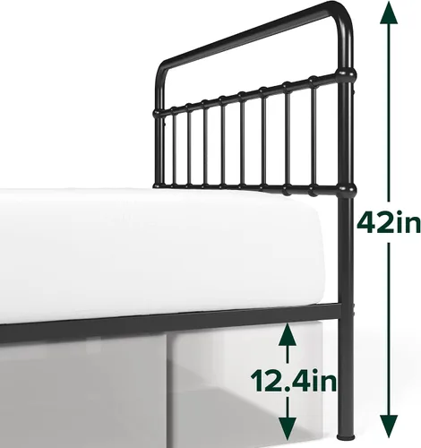 Vista 2 de Zinus Florence - Base de cama con plataforma de metal, base de colchón, no necesita somier, fácil montaje, color negro, tamaño matrimonial