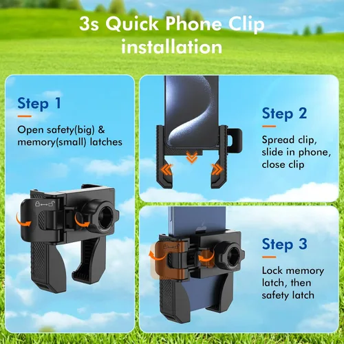Vista 5 de Soporte magnético para carrito de golf, soporte giratorio para teléfono, compatible con iPhone/Galaxy/Smartphones, accesorios para carrito de golf