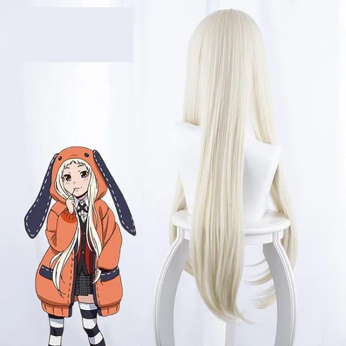 Vista 4 de Uearlid Kakegurui Heat Resistant Cosplay Wig Ririka Momobami Runa Yomozuki Mary Saotome Jabami Cosplay Wigs + Wig CAP Beige Coser Wig