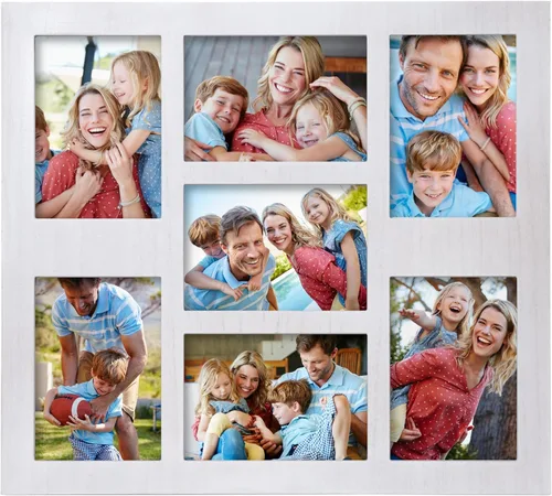 Vista 8 de Marco de fotos familiares de collage de 4 x 6 pulgadas, marco de fotos de collage de 6 aberturas para pared para soporte de mesa, juego de marcos