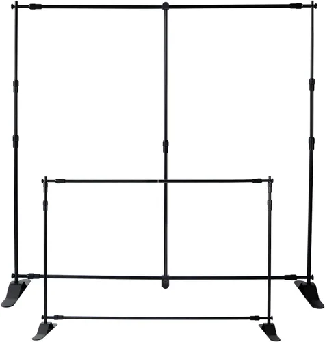 Vista 2 de t-sign profesional paso y repetición soporte de telón de fondo pancarta grande tubo telescópico para ferias y fotomatón, fondo con funda