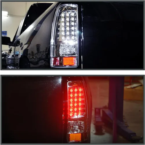 Vista 2 de SPEC-D TUNING Carcasa cromada de lente transparente LED para luces traseras Compatible con Chevy Silverado 1500/1500HD/2500/2500HD/3500 1999-2002