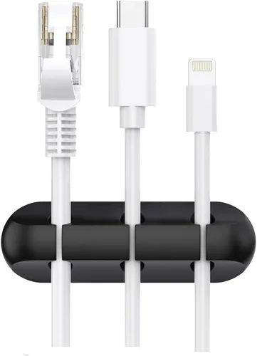 Vista 7 de SOULWIT Clips de soporte para cables, paquete de 3 clips organizadores de cables de silicona autoadhesivos para escritorio, cable de carga USB