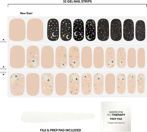 Vista 2 de Dashing Diva - Tiras de uñas de gel brillantes de Halloween con brillo en la oscuridad - Boo Crew Sin rayos UV, de larga duración, lindas