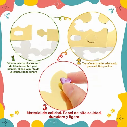 Vista 3 de Meanplan Paquete de 50 coronas de papel dorado a granel para niños, kit
