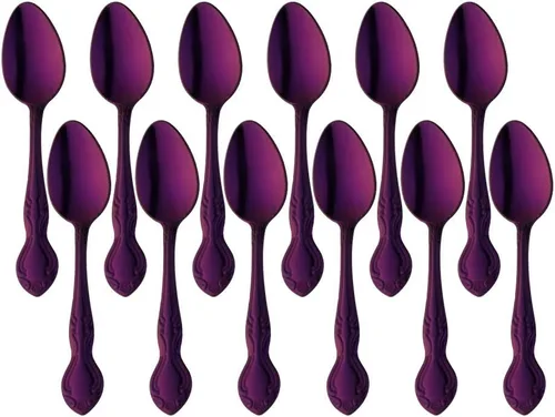 Vista 44 de Cucharas de sopa, cucharas redondas de acero inoxidable para caldo con borde de flor, juego de 12 piezas de acero inoxidable para café, azúcar