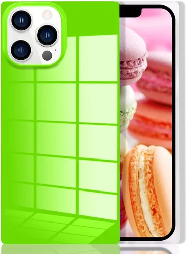 Vista 24 de Funda rectangular compatible con iPhone 15 Neon para mujer, diseño de lujo de fluorescencia brillante, flexible, suave, delgada, de gel de goma TPU