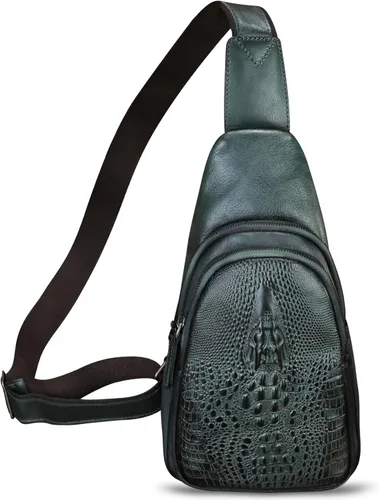 Vista 6 de Bolso de cuero genuino para mujeres y hombres, mochila de cuero real, bolso cruzado de hombro