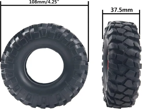 Vista 5 de Neumáticos de goma de 6 radios de 1.9 pulgadas, ruedas de 4.252 in y llantas de cubo hexagonal de 0.472 in compatibles con 1/10 Axial D90 SCX10 CC01