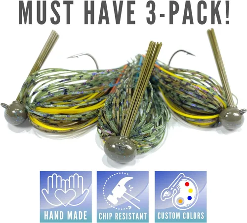 Vista 3 de Rock Crawler - Plantillas de fútbol de tungsteno para pesca de lubina, juego de señuelos de pesca de cabeza de torneo de primera calidad, kit