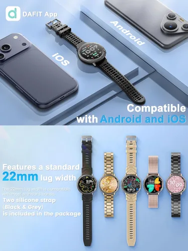 Vista 7 de Relojes inteligentes con GPS para hombre, reloj inteligente con pantalla AMOLED de 1.39 pulgadas, llamada Bluetooth/más de 100 modos