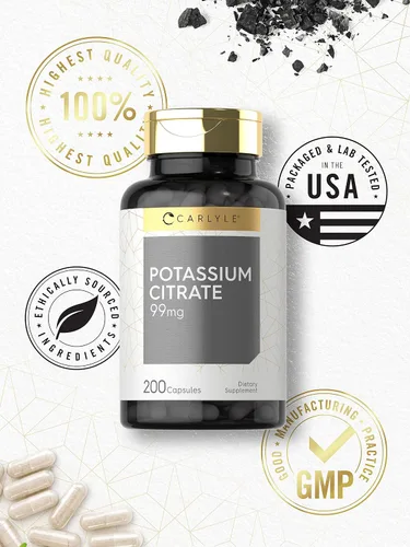 Vista 5 de Carlyle Citrato de Potasio 99mg 200 Cápsulas Suplemento sin OMG y sin gluten