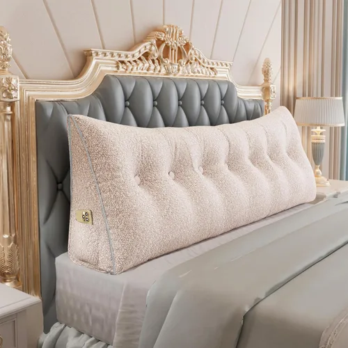Vista 97 de Almohada de cabecera gruesa totalmente rellena tamaño Queen, cabecera acolchada suave y firme, soporte grande, triangular, almohada de cuña