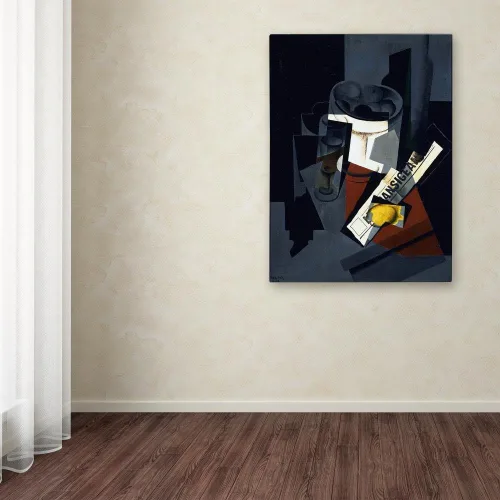 Vista 2 de Muerto con periódico por Juan Gris, arte de pared en lienzo de 14 x 19 pulgadas