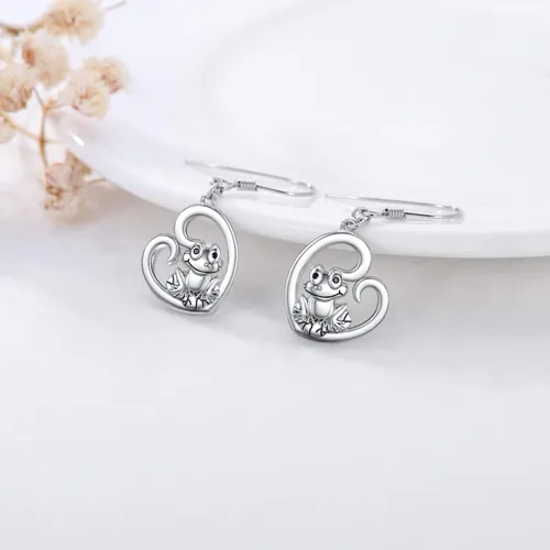 Vista 25 de POPKIMI Bonitos aretes colgantes de animales, joyería de animales, regalos de cumpleaños y Navidad para mujeres, aretes de ópalo de cristal de plata