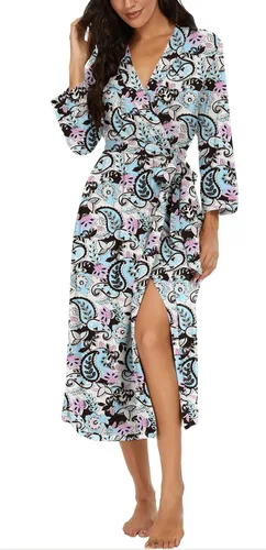 Vista 55 de VINTATRE Bata tipo kimono para mujer, bata larga de punto, ligera, suave, ropa de dormir con cuello en V, casual, ropa de descanso para mujer Verde