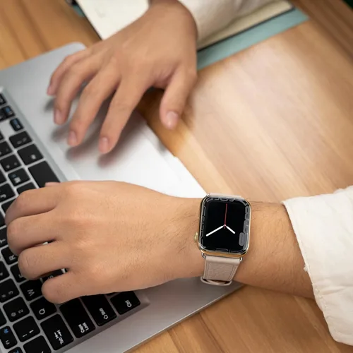 Vista 2 de Correa italiana de cuero genuino compatible con Apple Watch Series 987654321SE de 1.772 in, 1.732 in, 1.654 in, 1.614 in, 1.575 in, 1.496 in