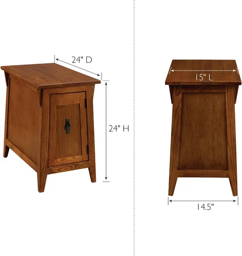 Vista 10 de Leick Home Laurent 10537 - Mesa auxiliar con lámpara, madera maciza, con cajón y estante, cereza chocolate