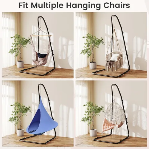 Vista 6 de Giantex - Soporte para silla de hamaca ajustable de acero macizo para sillas y columpios, altura ajustable de 78.0 in a 8.5 in