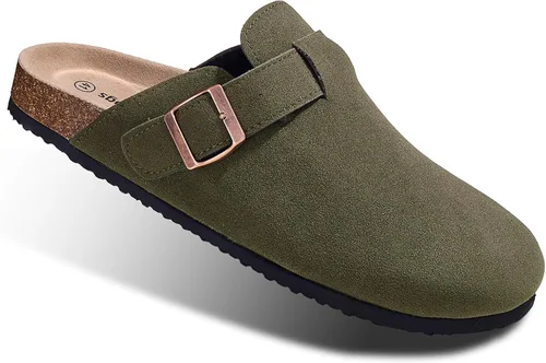 Vista 14 de BULLIANT Zuecos pantuflas sandalias de enfermería zapatos de trabajo para hombres y mujeres, parte superior con forro polar + plantilla de corcho