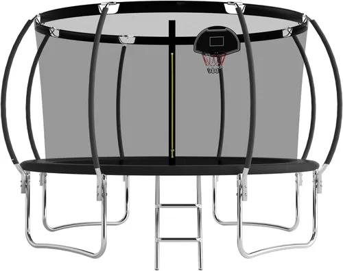 Vista 17 de Trampoline with Net 10FT 12FT 14FT ASTM Approved 500LBS Negro-3