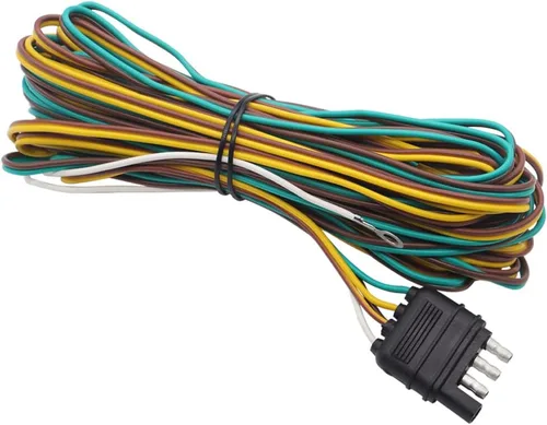 Vista 11 de 2 paquetes de 25 pulgadas, 4 vías, 18 AWG, 4 puntas, arnés de cableado para remolque, conector de repuesto de extremo macho para cable de enganche