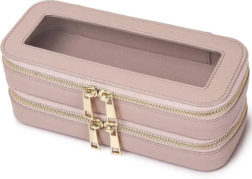Vista 29 de Pinkmik Pequeña bolsa de maquillaje transparente, mini estuche para cosméticos, bolsa de aseo impermeable con cremallera, organizador de bolsos