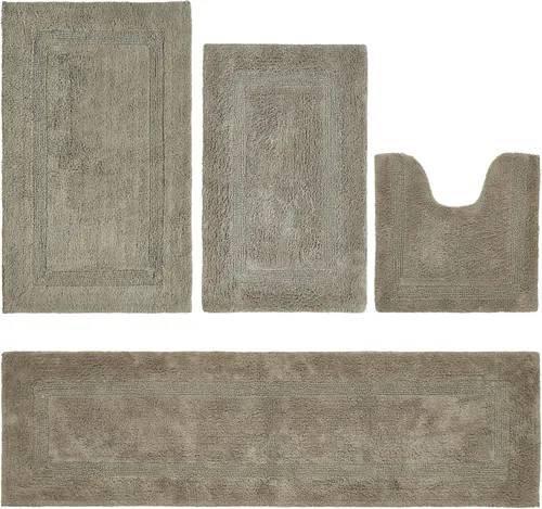Vista 464 de Better Trends - Juego de 2 alfombras de baño 100% algodón, extra suaves, con borlas, de 17" x 24", alfombra de baño superabsorbente y reversible