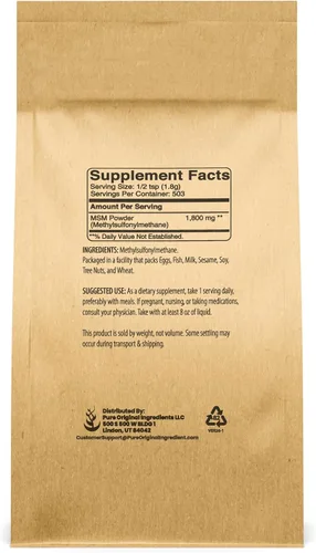 Vista 2 de Polvo de metilsulfonilmetano MSM (2 libras), siempre puro, suplemento dietético natural de azufre Para aplicaciones centradas en ingredientes