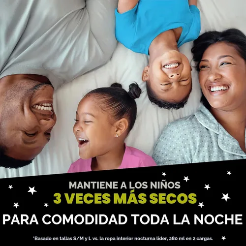 Vista 5 de Ninjamas Ropa interior nocturna para niños, talla S/M (38-70 libras), 14 unidades, protección durante la noche, ultra absorbente, hipoalergénica
