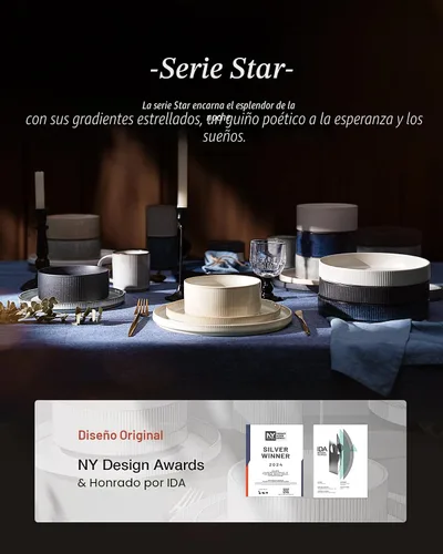 Vista 7 de famiware Star 7.5" Juego de cuencos de pasta, juego de cuencos para ensalada de 4, esmalte reactivo doble, apilable, ideal para tu amigo