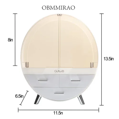 Vista 3 de Elegante caja organizadora de maquillaje a prueba de polvo, organizador de cosméticos mediano impermeable con cajones para cuidado de la piel