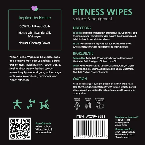 Vista 9 de Wipex Paquete de toallitas de limpieza para gimnasio – Verificado por EWG – Obtén 800 toallitas con (1) cubo de hierba de limón y eucalipto y (1)