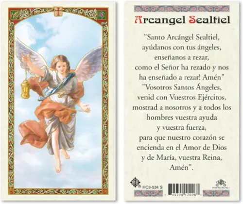 Vista 8 de Seven Arcángeles - Tarjetas de oración católicas laminadas en español para orientación celestial, Miguel Gabriel Rafael Uriel Barachiel Jhudiel