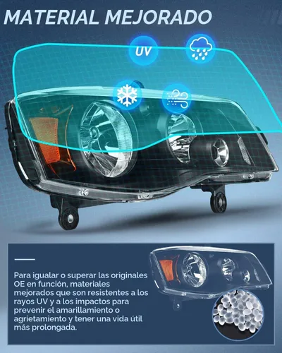 Vista 5 de Nilight Conjunto de faros delanteros para 2011 2012 2013 2014 2015 2016 2017 2018 2019 Dodge Grand Caravan 2008-2016 Chrysler Town & Country