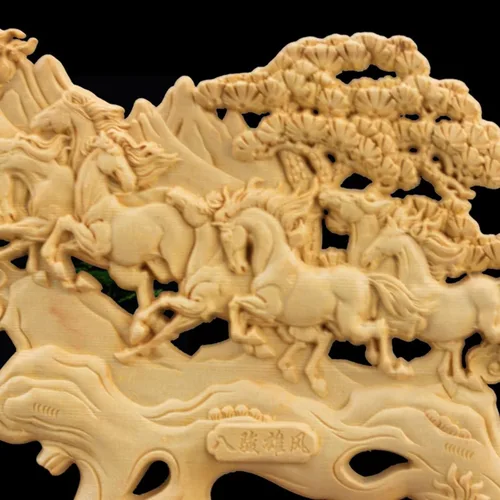 Vista 5 de Adornos de estatua de ocho caballos, decoración de oficina en casa, estilo chino, arte asiático, escultura de caballo al éxito, decoración de Feng
