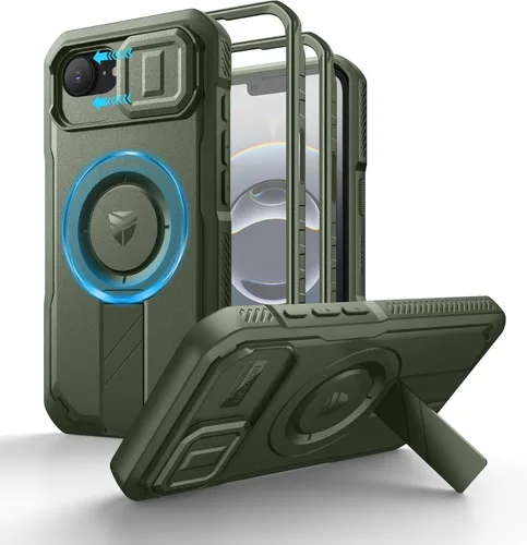 Vista 70 de Dexnor - Funda para iPhone 12 & iPhone 12 Pro con tapa deslizante para cámara, soporte ajustable y protector de pantalla integrado, carcasa