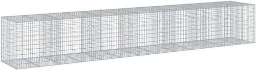Vista 40 de vidaXL Cesta de gavión con tapa, 39.4 x 19.7 x 39.4 pulgadas, hierro galvanizado rectangular, resistente a la intemperie, montaje sin herramientas