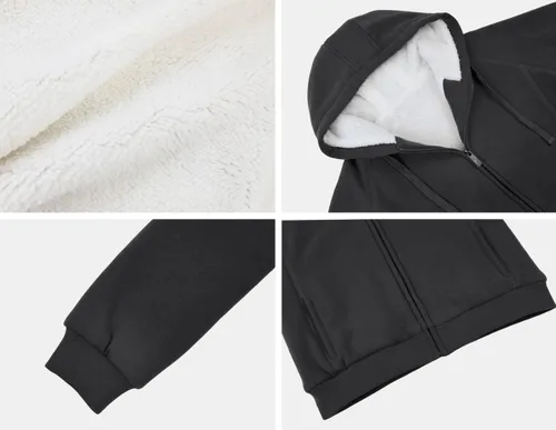 Vista 6 de Victory Outfitters - Sudadera con capucha de forro polar con cremallera y forro bereber suave para mujer