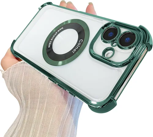 Vista 65 de Funda magnética transparente para iPhone 11, funda de lujo con cuatro esquinas brillantes, protección a prueba de golpes de grado militar