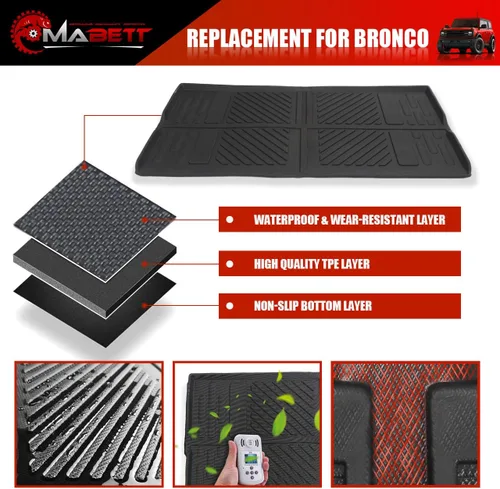 Vista 4 de Mabett - Forro de carga para accesorios Ford Bronco 2021-2026, solo 2 puertas Not for Bronco Sport or 4-Door, Raised-Lip Spill Containment