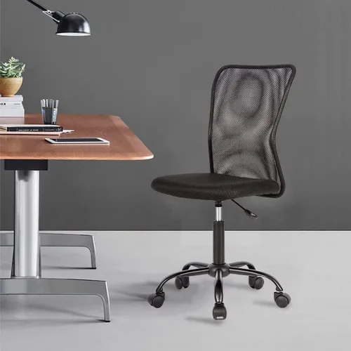 Vista 7 de Silla de oficina de malla con soporte lumbar, silla de escritorio ergonómica, moderna, negra