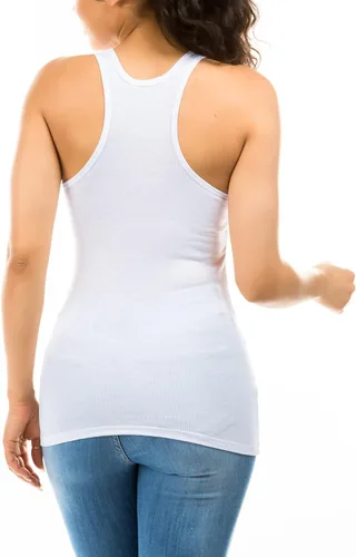 Vista 3 de Camisetas sin mangas de algodón acanalado con espalda cruzada para mujer, camisetas básicas de entrenamiento atlético, camisetas sin mangas
