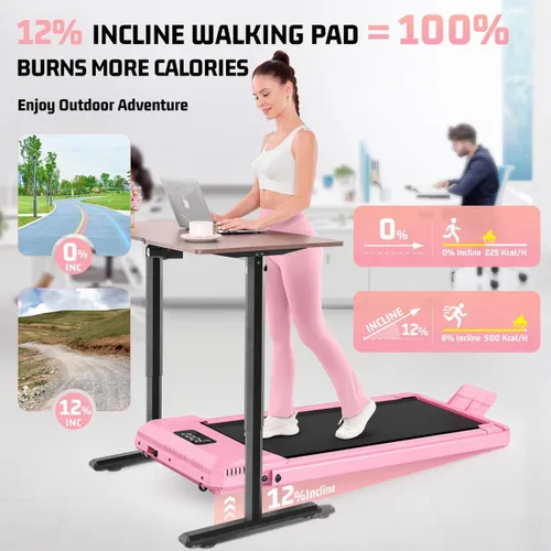 Vista 4 de FUNMILY Cinta de Correr Plegable con Almohadilla de Caminata Mejorada con Inclinación del 12%/15% y Barra de Manejo, Cintas de Correr Compactas