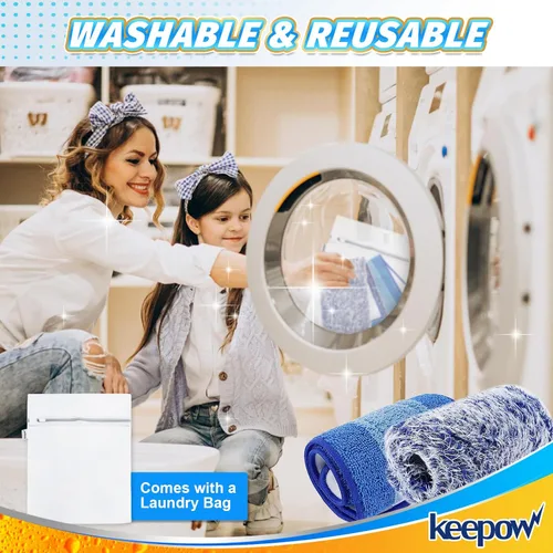 Vista 3 de KEEPOW Almohadilla de limpieza de microfibra de 18 pulgadas, almohadillas de repuesto para mopa para pisos de madera dura, almohadillas