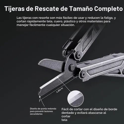 Vista 4 de PIONEER - Juego de herramientas multiherramientas 14 en 1 con aguja de tijera, alicates de nariz, tijeras de trauma, clip de bolsillo