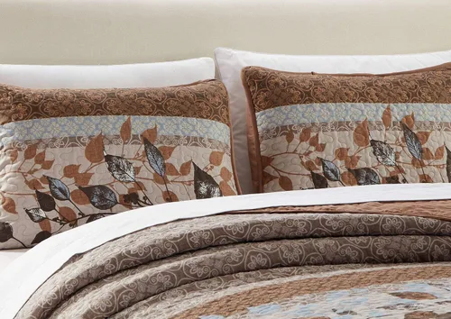 Vista 2 de Kids Zone Home Linen - Juego de cobertor de cama de 3 piezas de tamaño Over Size, California King y King con estampado de hojas