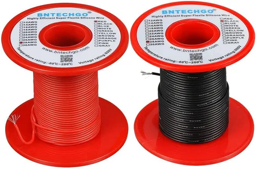 Vista 20 de BNTECHGO Carrete de alambre de silicona de calibre 28 rojo 250 pies Flexible 28 AWG alambre de cobre estañado trenzado