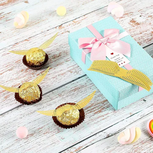 Vista 3 de 50 piezas de decoración de mago para cupcakes con purpurina dorada, decoración de fiesta de mago para suministros de fiesta de cumpleaños